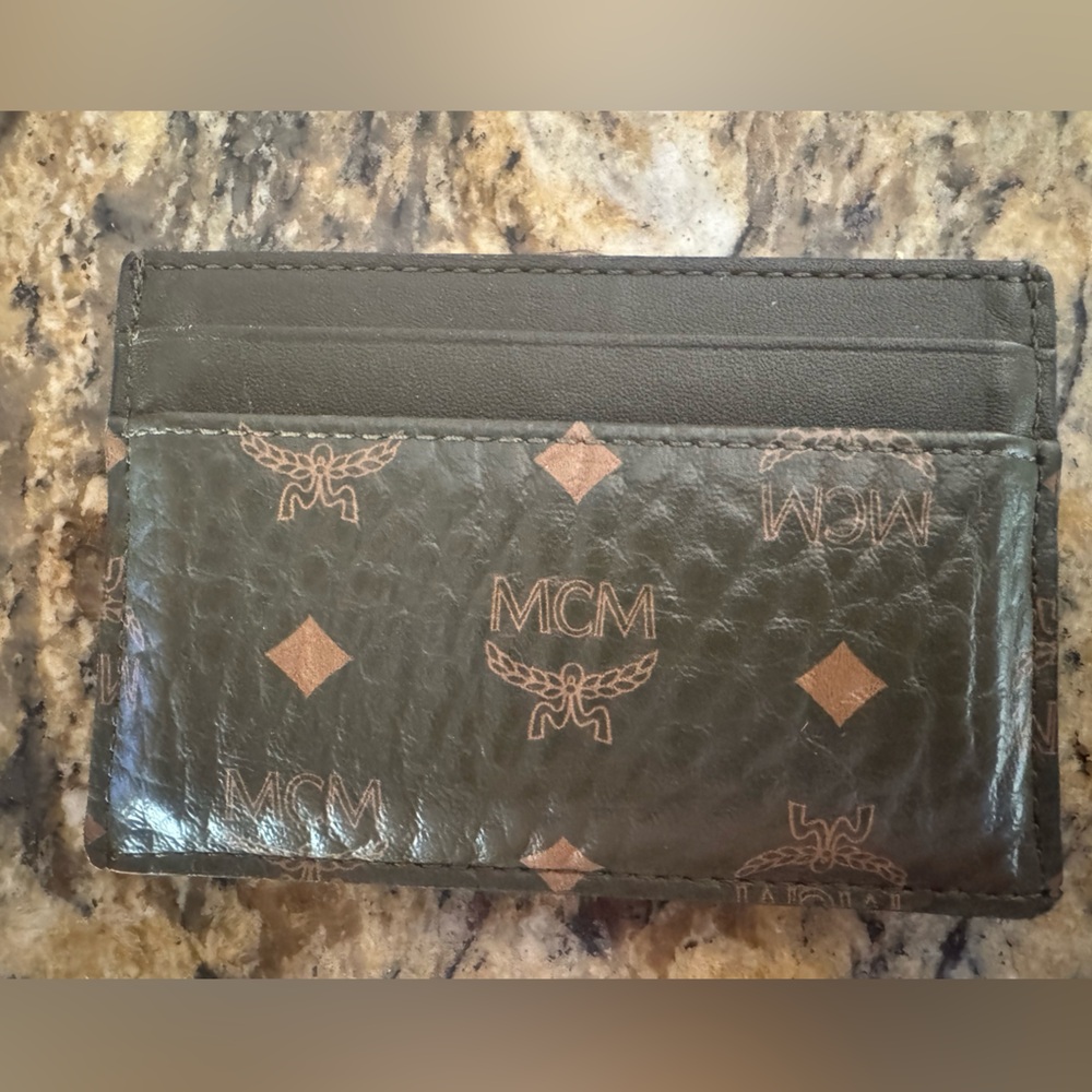 MCM Olive and Tan Card Holder